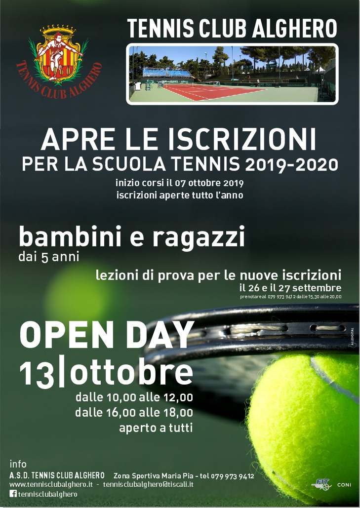 Scuola tennis 2019/20 aperte le iscrizioni !!!